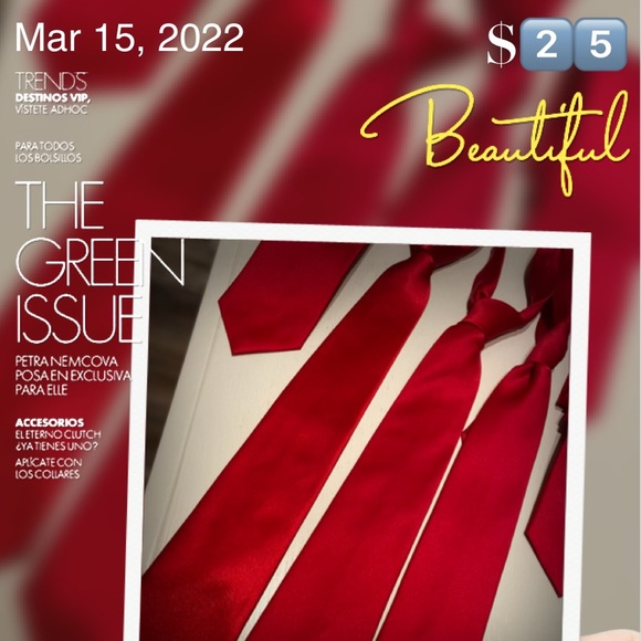 5 Solid Red Polyester Mens Tie(s) BUNDLE PRICE for All 5 Ties❗️ - Picture 2 of 16